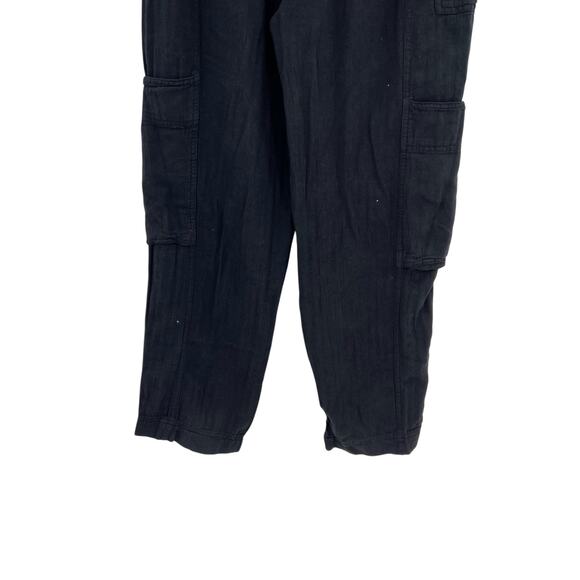Free People Feelin' Good Pants Linen Blend Utility Cargo Black Size Small - Picture 8 of 11